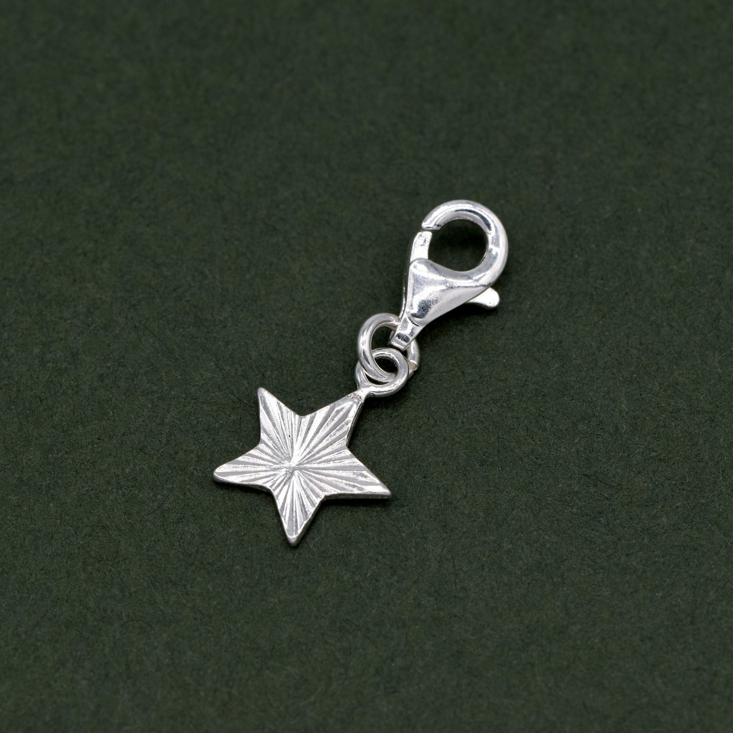 Sterling Silver 9mm Diamond Cut Fluted Star Charm