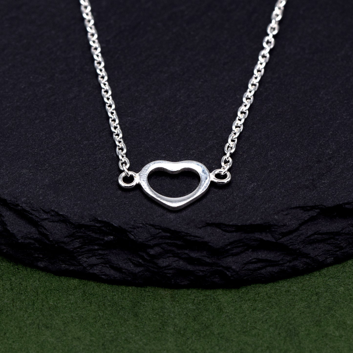 Sterling Silver Heart on Rolo Chain Necklace