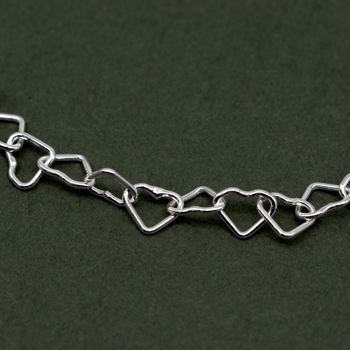 Sterling Silver Chain of Hearts Adjustable Slider Bracelet