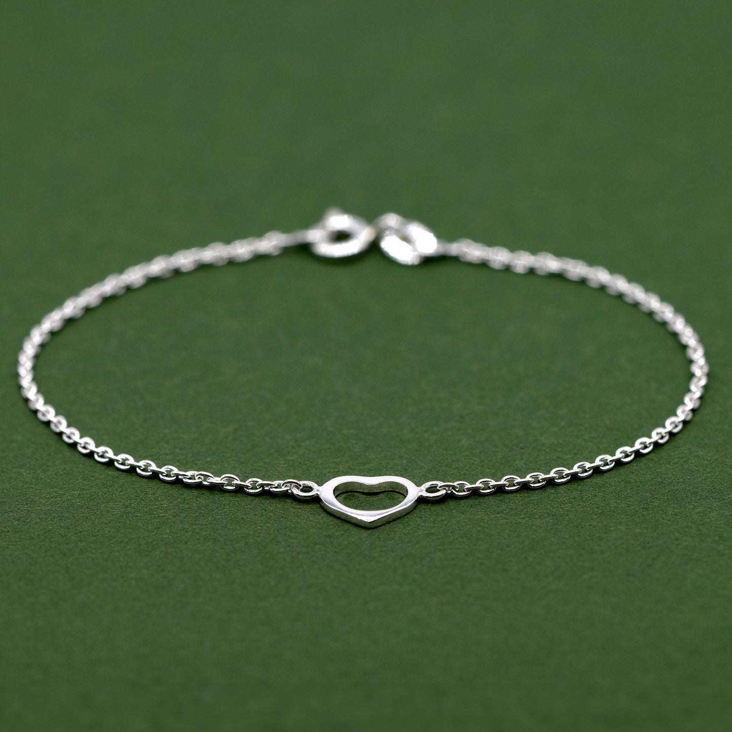 Sterling Silver 6.5", 7.5" Open Heart Bracelet on Rolo Chain