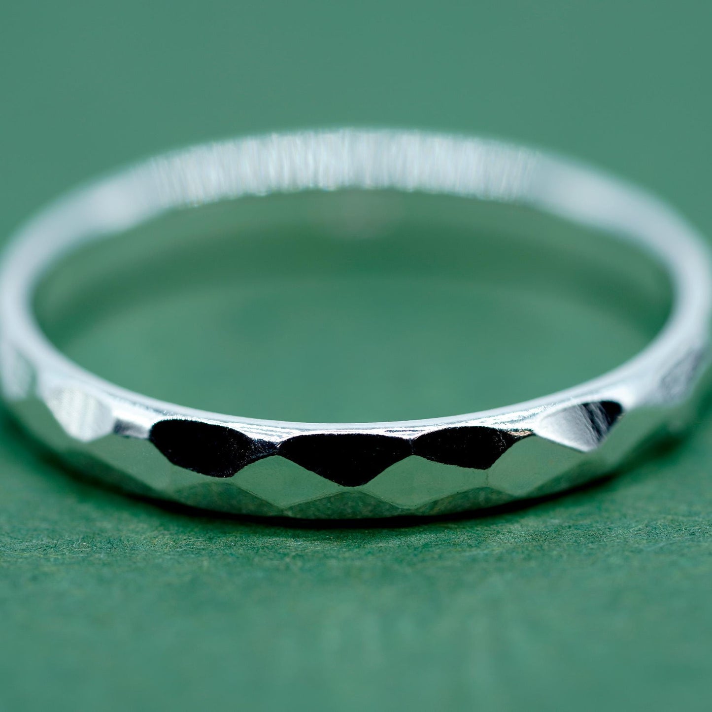 Sterling Silver Minimalist Faceted/Hammered Ring
