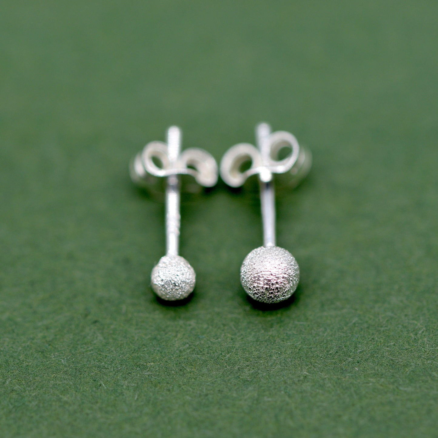 Sterling Silver Frosted Ball Stud Earrings