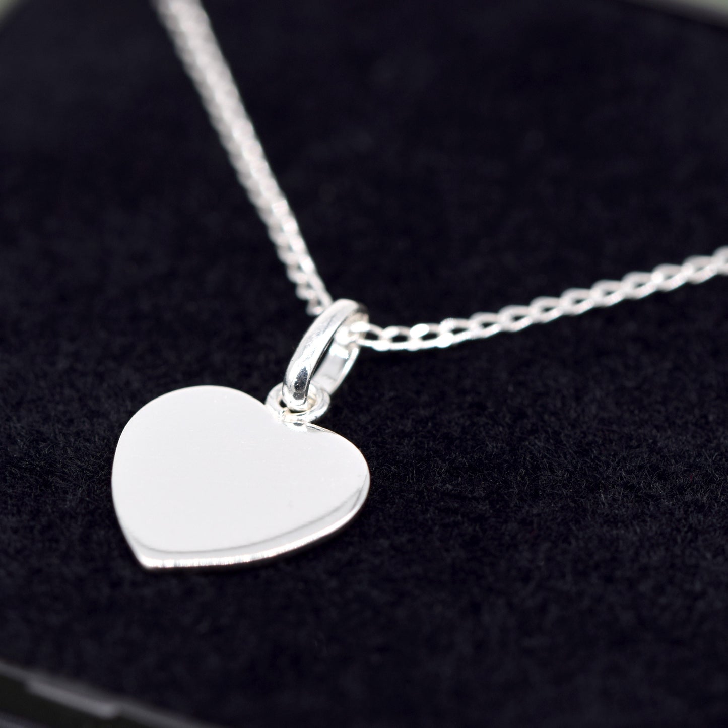 Sterling Silver Flat Heart Pendant Necklace in Gift Box