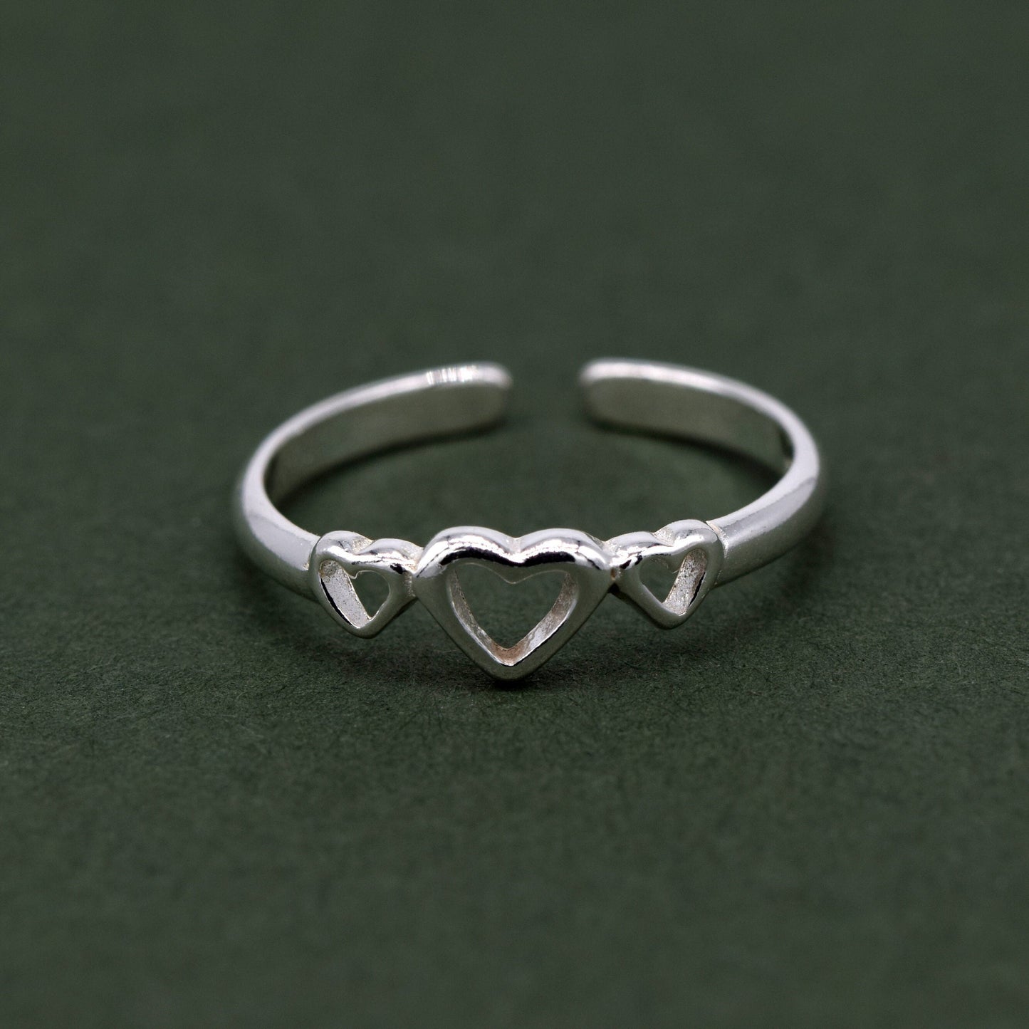 Sterling Silver Triple Heart Toe/Adjustable Ring