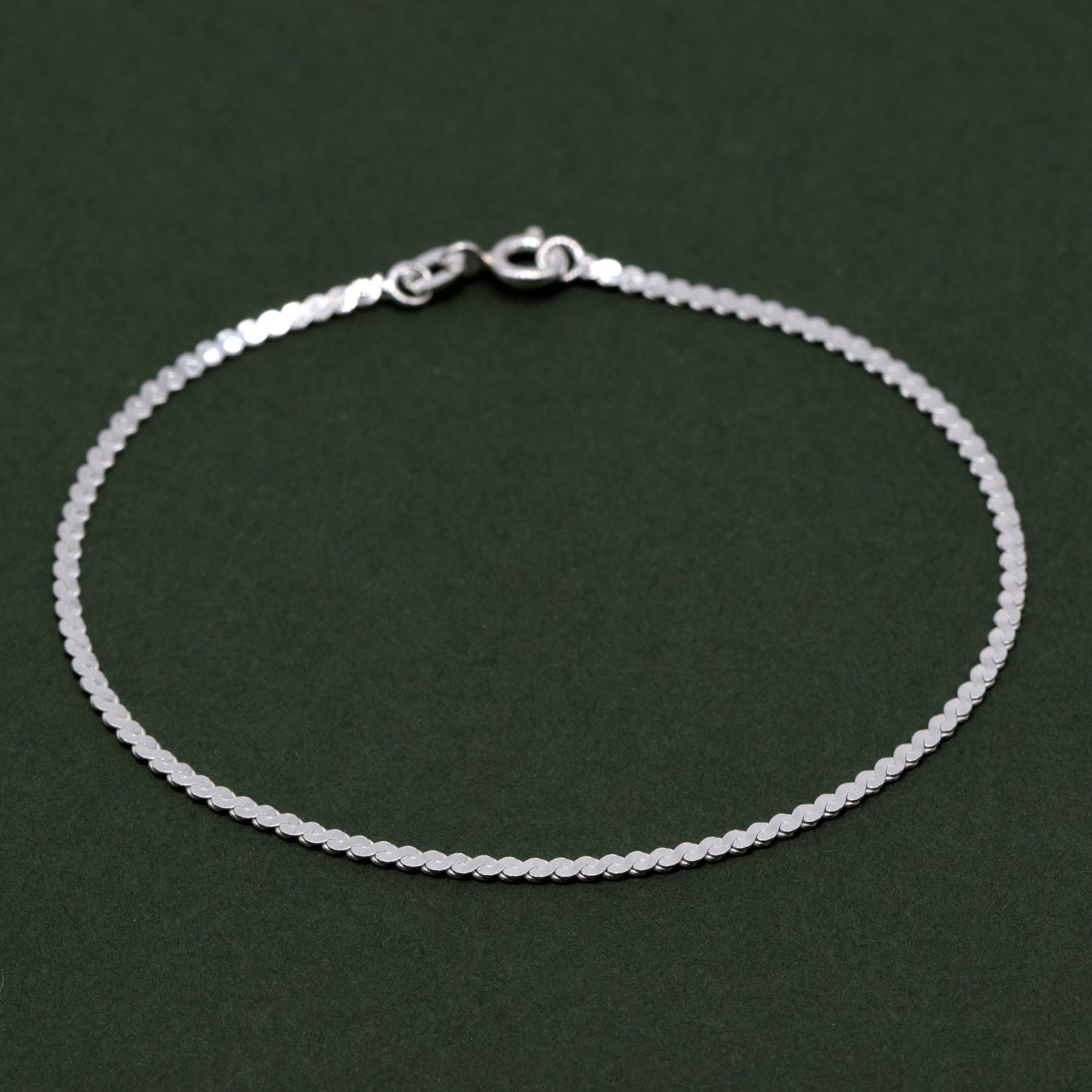 Sterling Silver S-Wave Herringbone Chain Bracelet