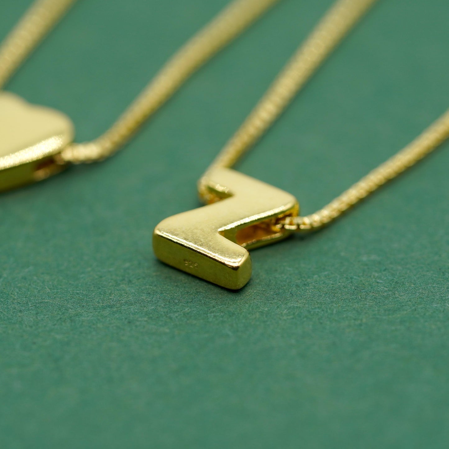 Gold Plated Sterling Silver Initial Necklace on 20" - 24" Box Chain