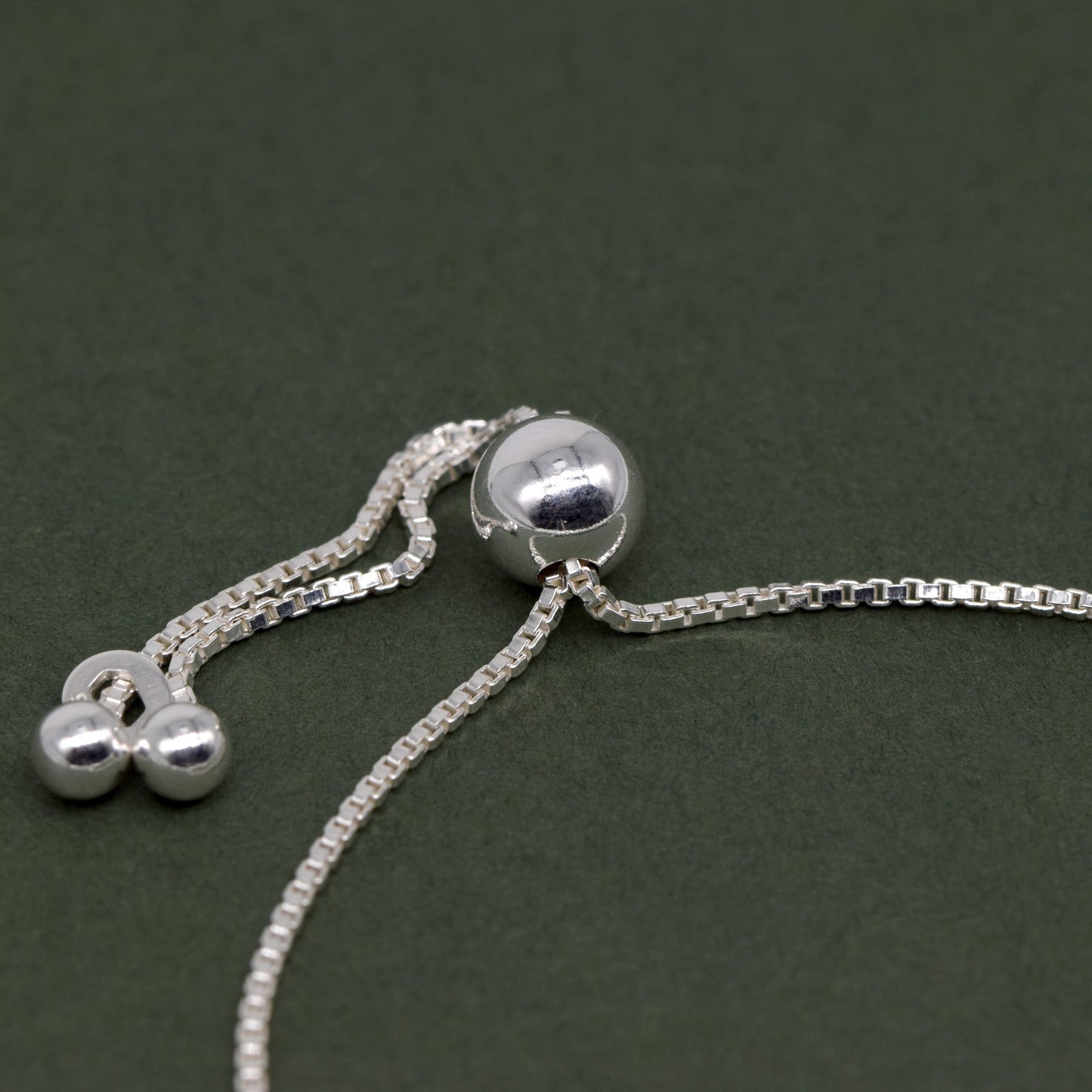 Sterling Silver Chain of Hearts Adjustable Slider Bracelet