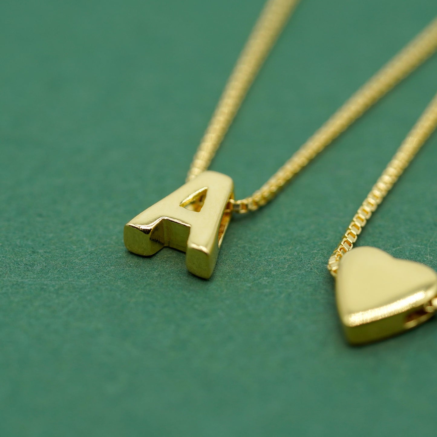 Gold Plated Sterling Silver Initial Necklace on 20" - 24" Box Chain