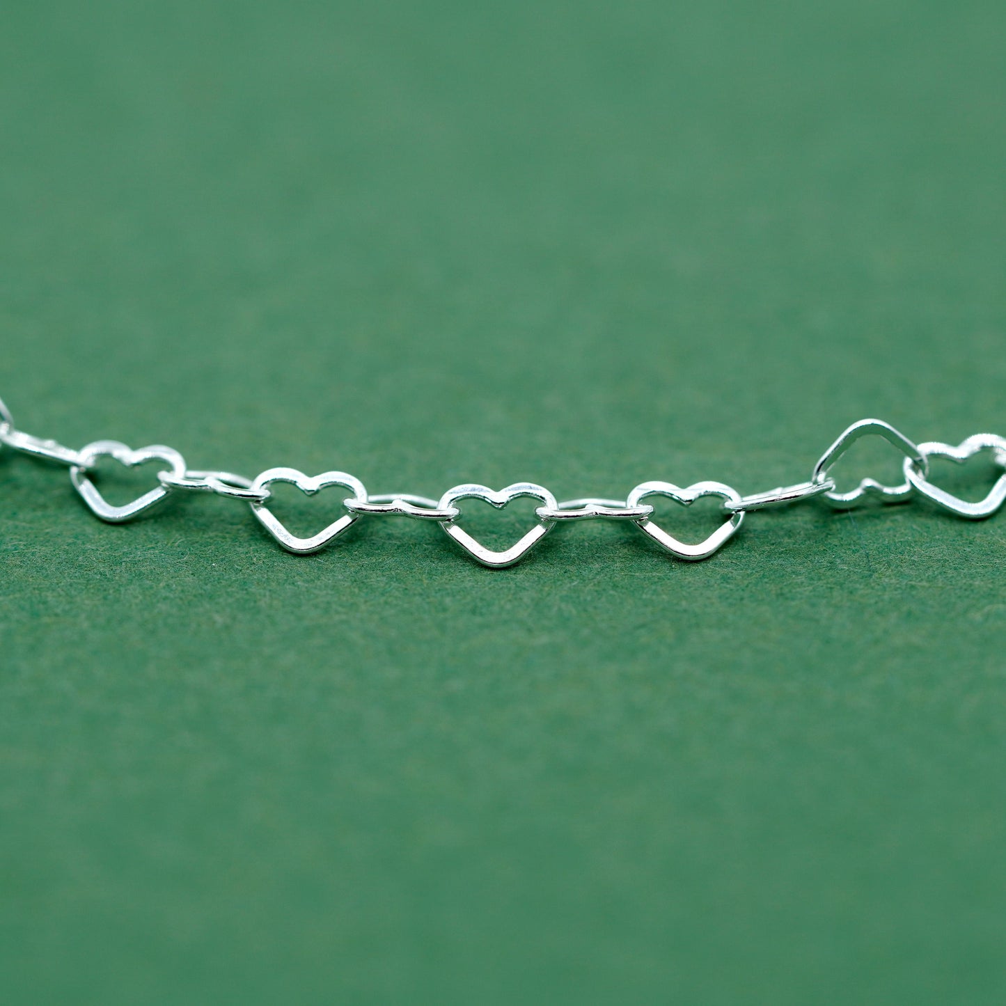Sterling Silver 3mm Heart Link Bracelet