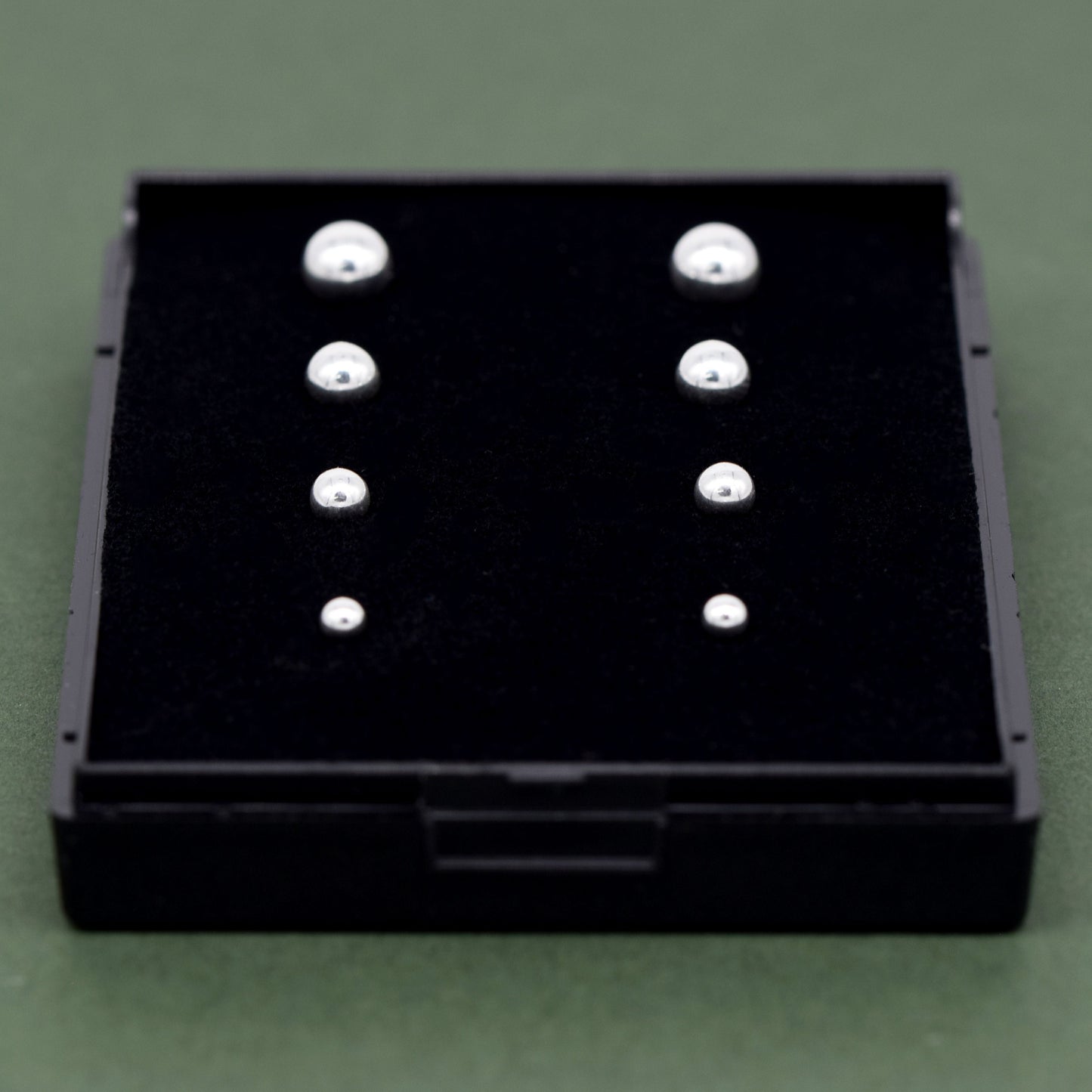 Sterling Silver 3,4,5,6mm Polished Ball Stud Earrings in Gift Box