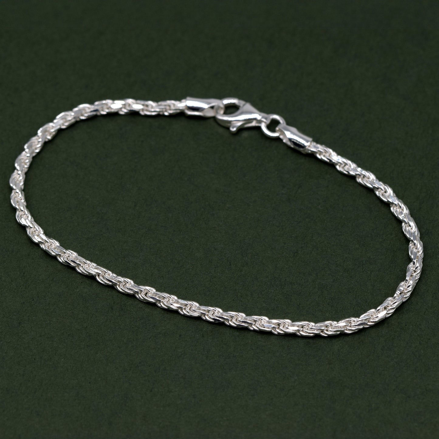 Sterling Silver 2.3mm Rope Chain Bracelet