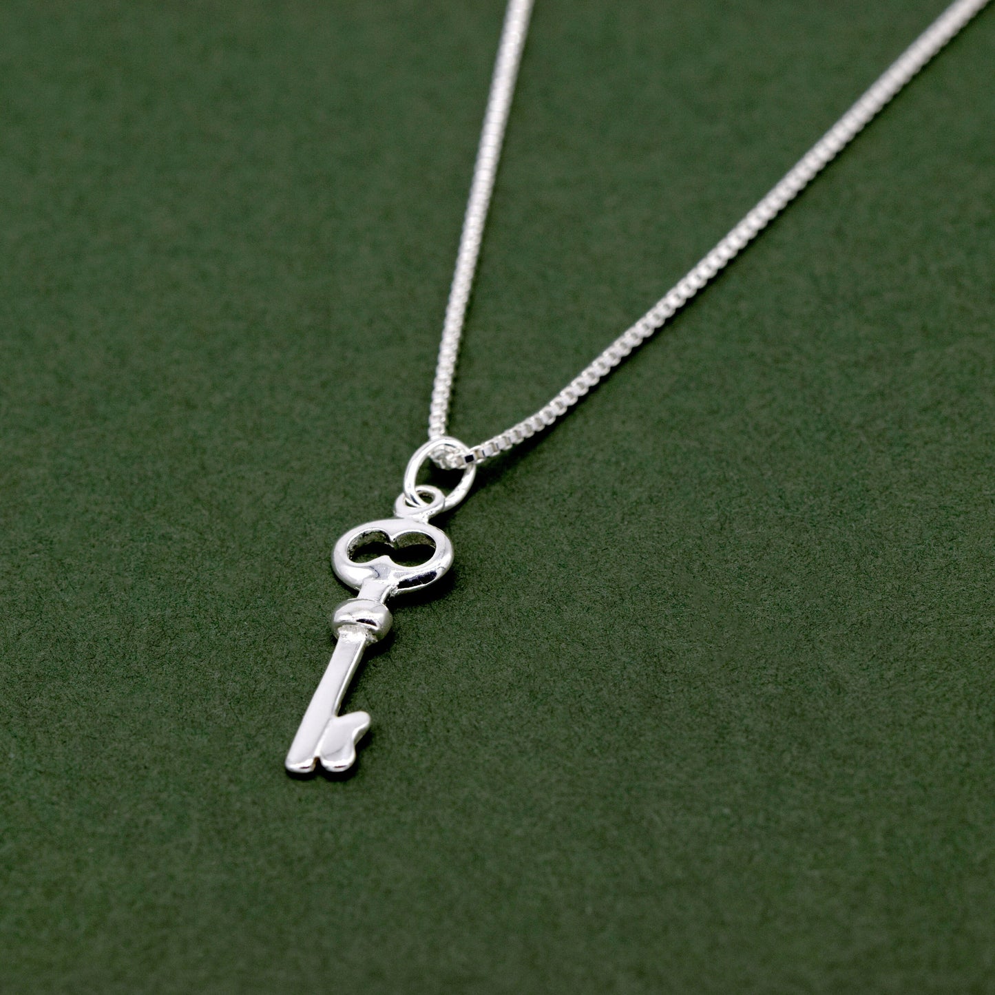 Sterling Silver Key Pendant Necklace on Box Chain