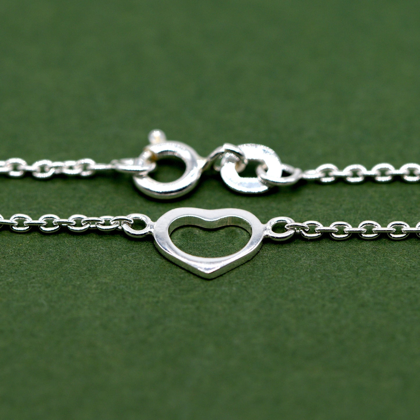 Sterling Silver 6.5", 7.5" Open Heart Bracelet on Rolo Chain