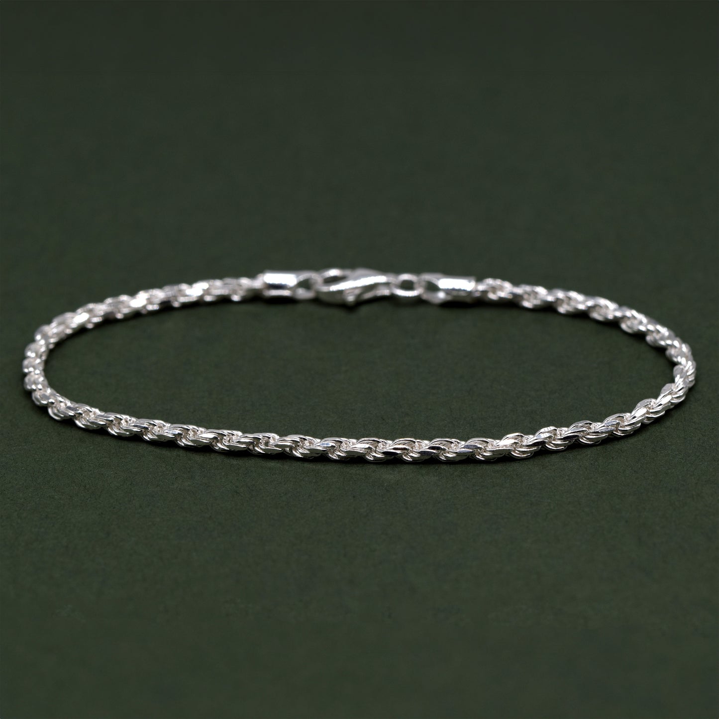 Sterling Silver 2.3mm Rope Chain Bracelet