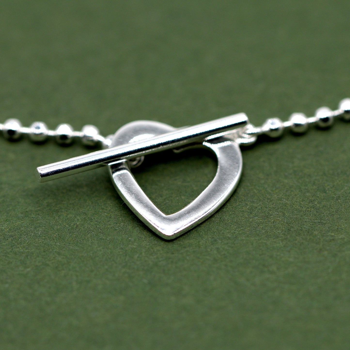 Sterling Silver 16" Heart and T-Bar Necklace