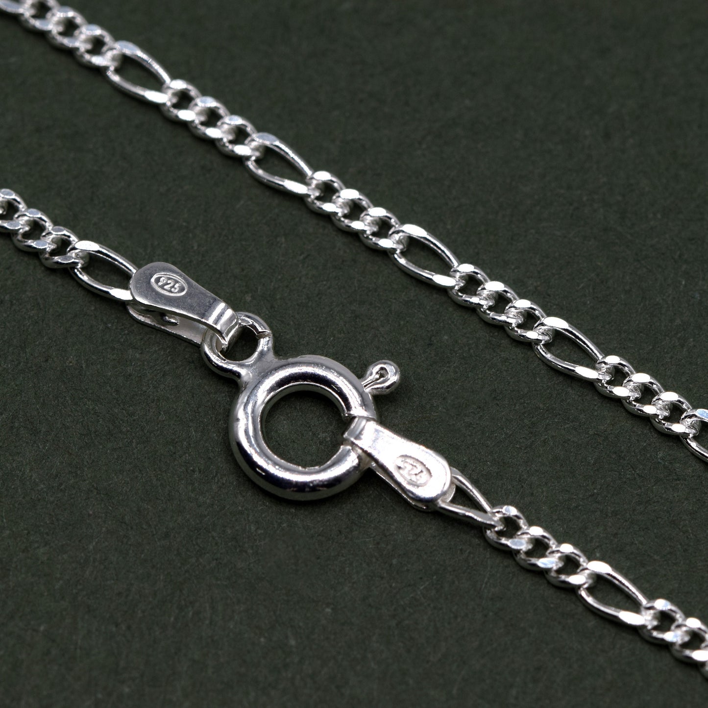 Sterling Silver 1.9mm D/C Figaro Chain Anklet