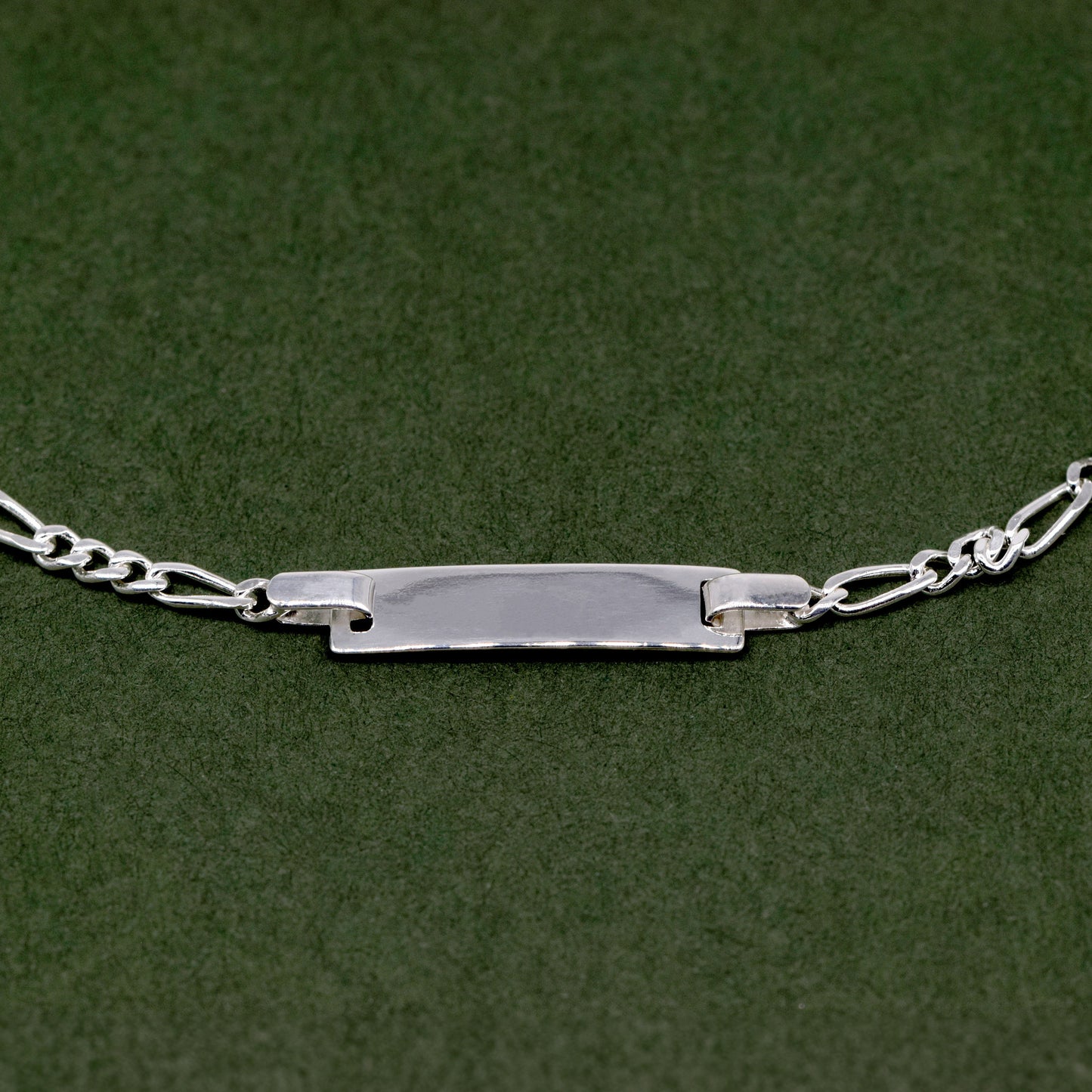 Sterling Silver Figaro Chain ID Bracelet 7"