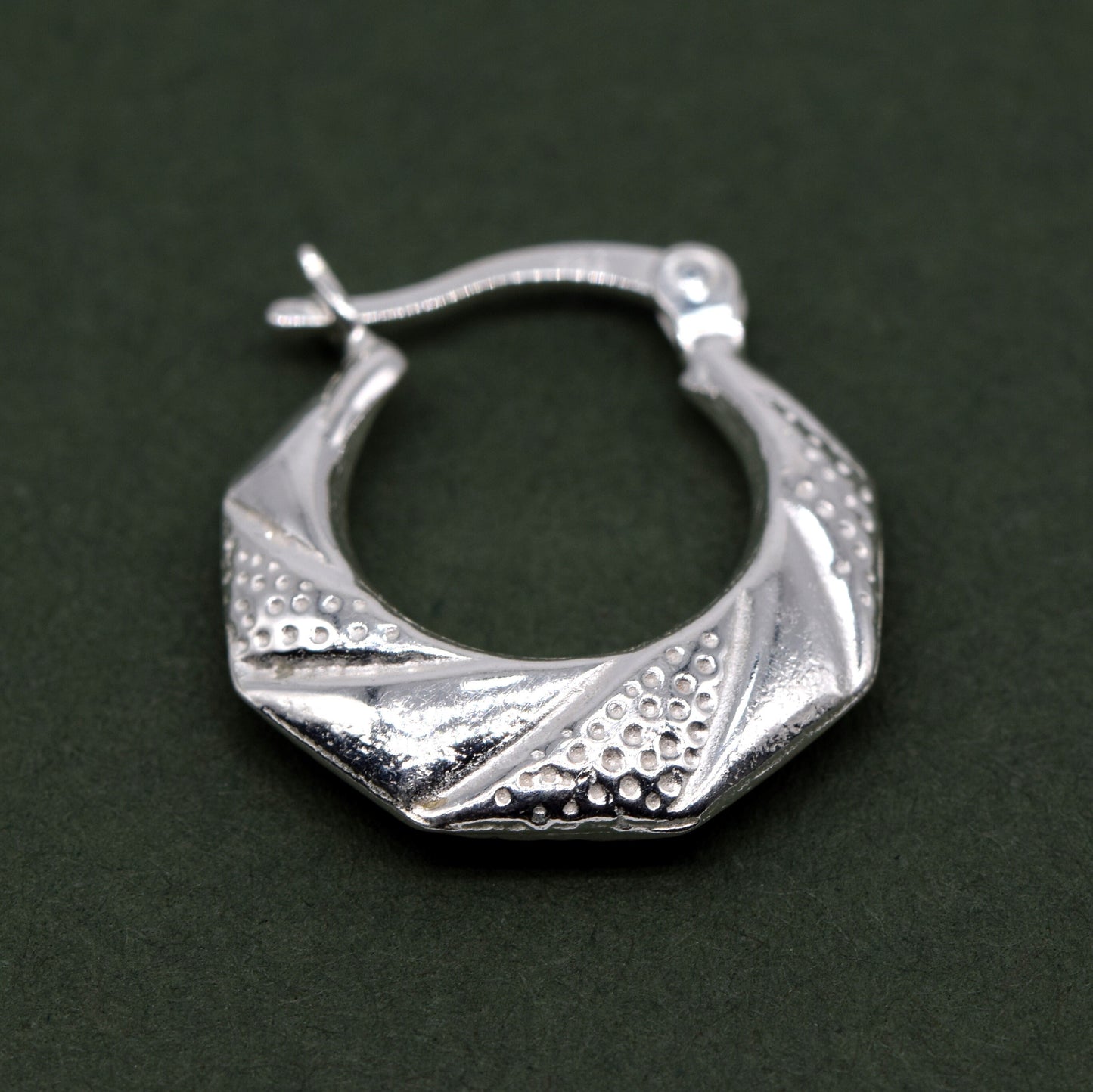 Sterling Silver Geometric Creole Hoop Earrings 19mm x 16mm