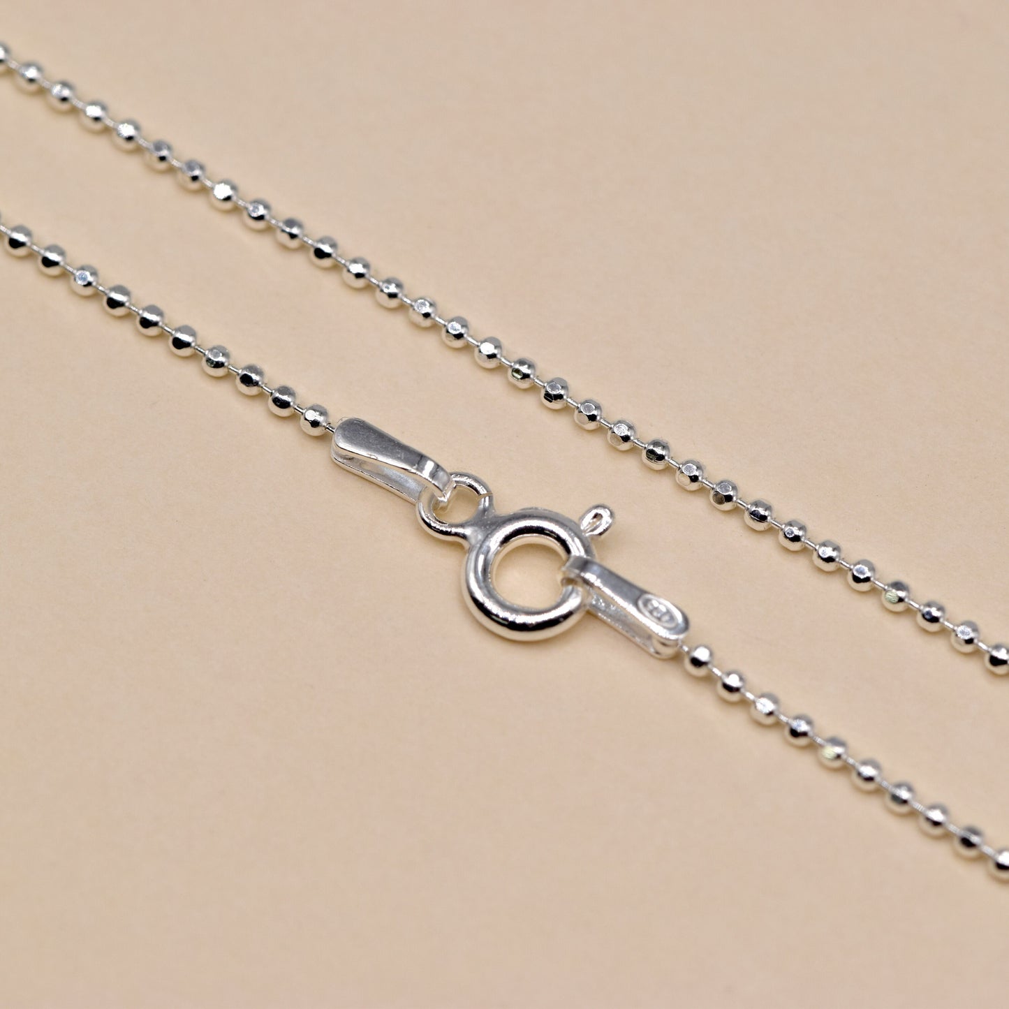 Sterling Silver Diamond Cut 1.2mm Ball Chain Anklet