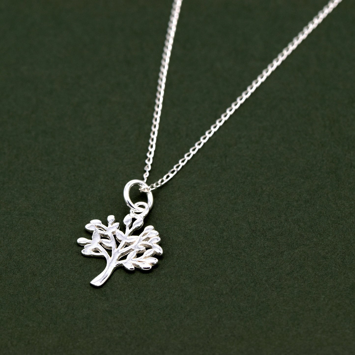 Sterling Silver Tree of Life Pendant Curb Chain Necklace