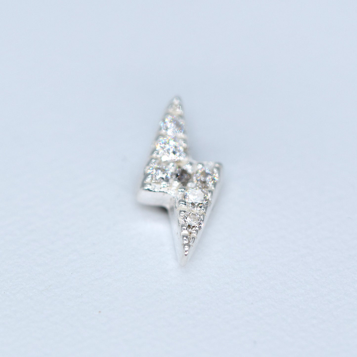 Sterling Silver 7.8mm Cubic Zirconia Lighting Bolt Stud Earrings in Gift Box