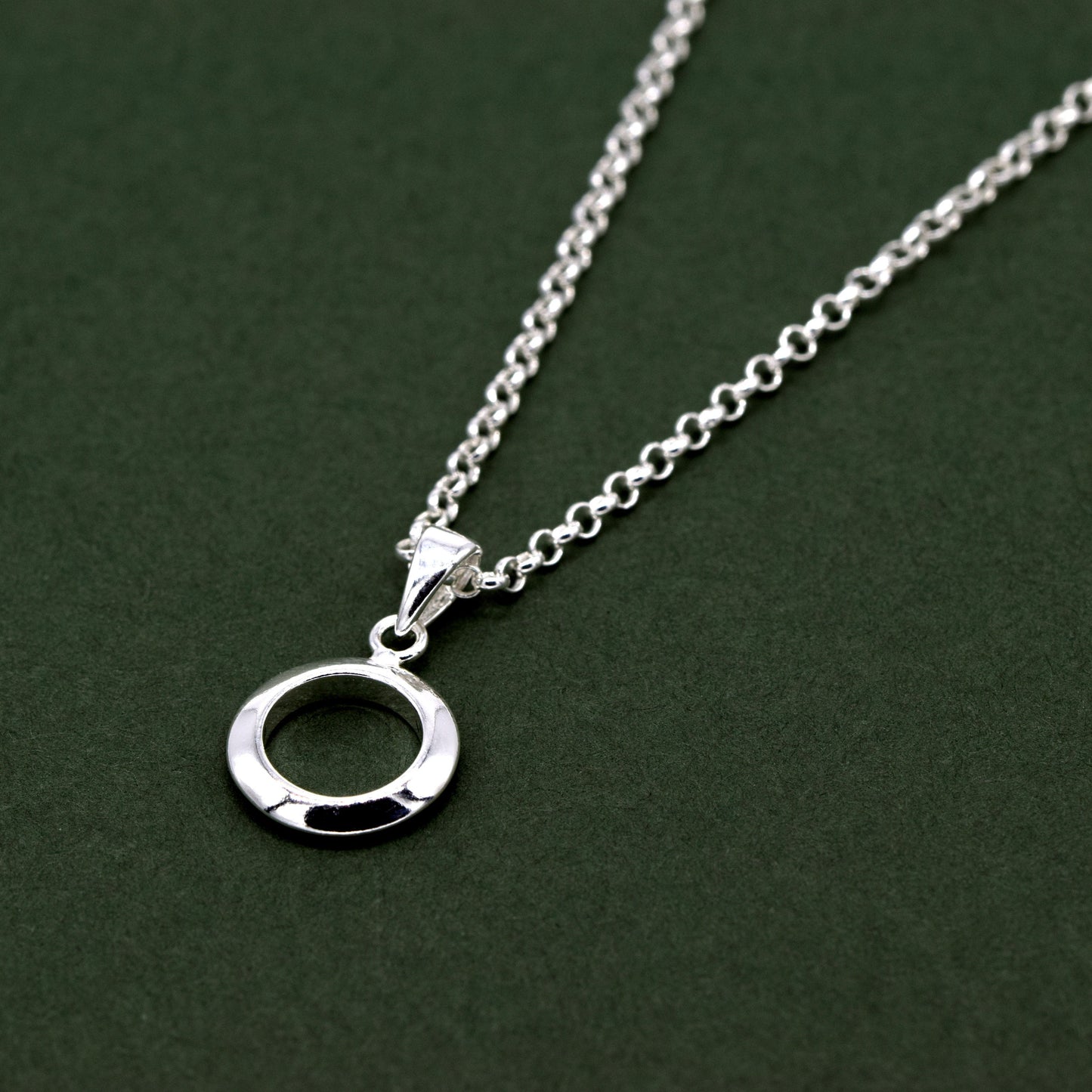 Sterling Silver Circle Of Life Round Pendant On Rolo Chain