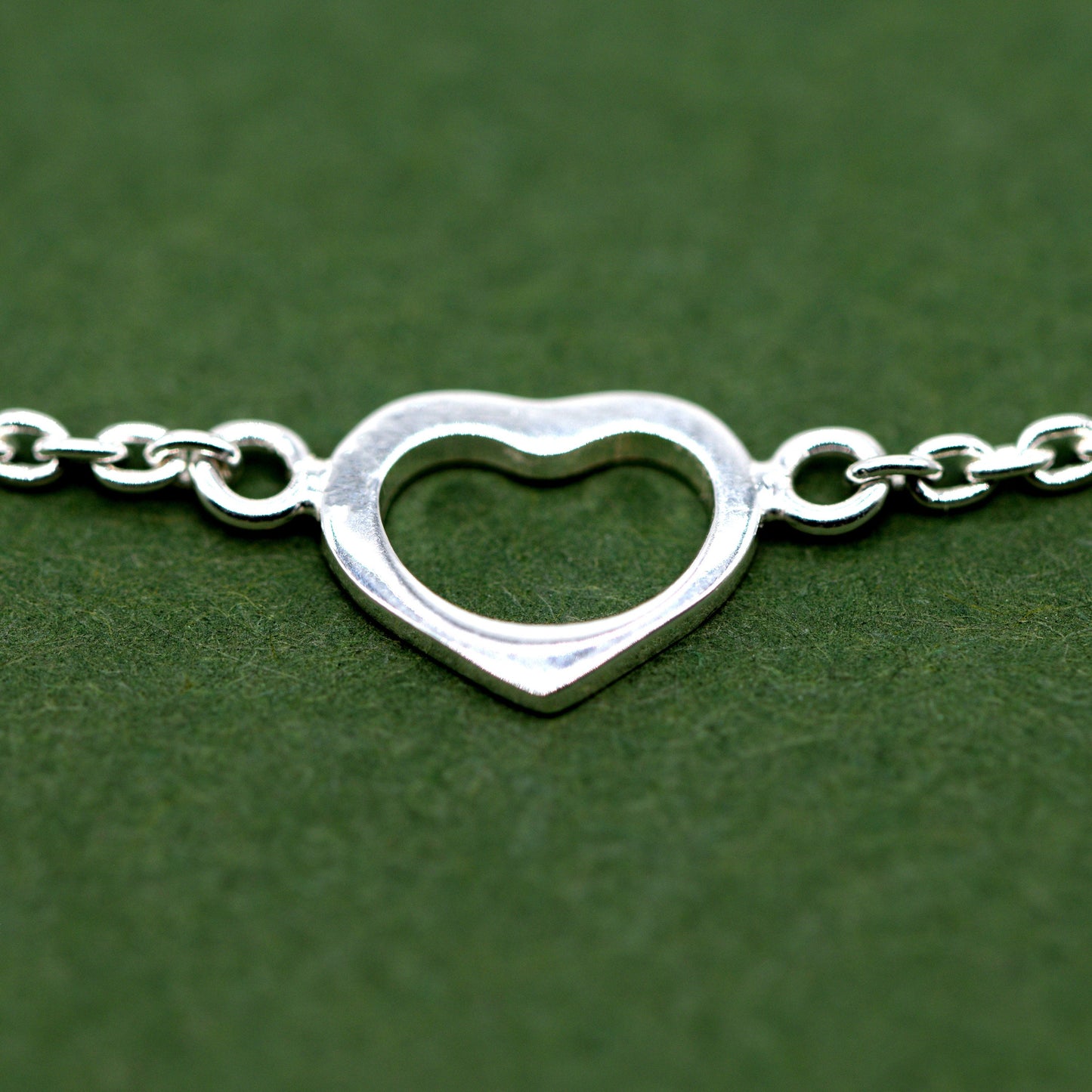 Sterling Silver 6.5", 7.5" Open Heart Bracelet on Rolo Chain