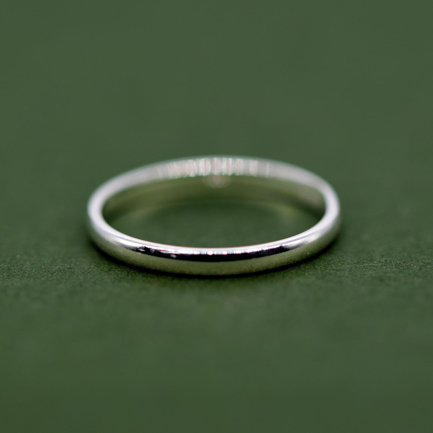 Set of 2 Sterling Silver 2mm Polished Band & 2.8mm Faceted/Hammered Band