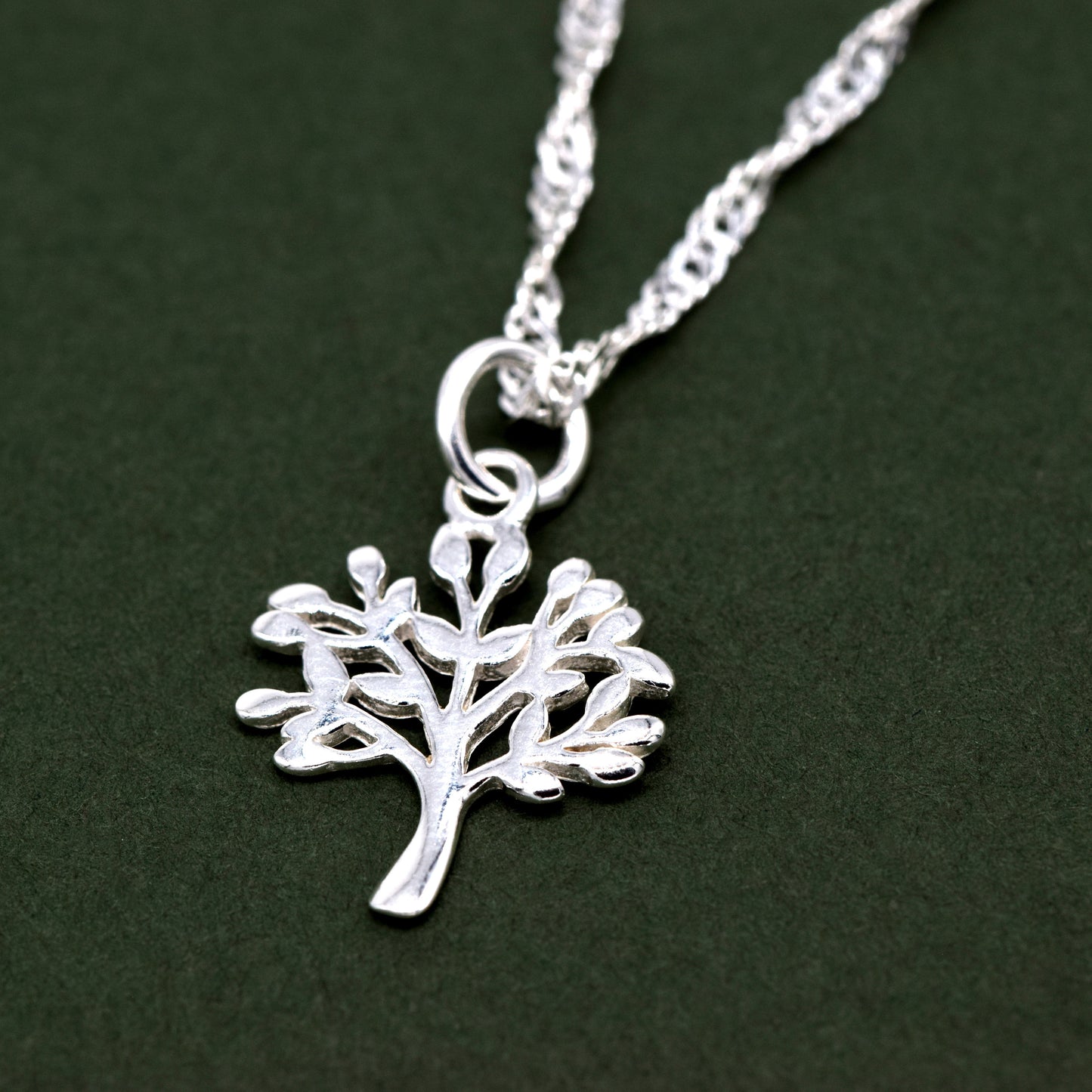 Sterling Silver Tree of Life Pendant on Singapore Chain