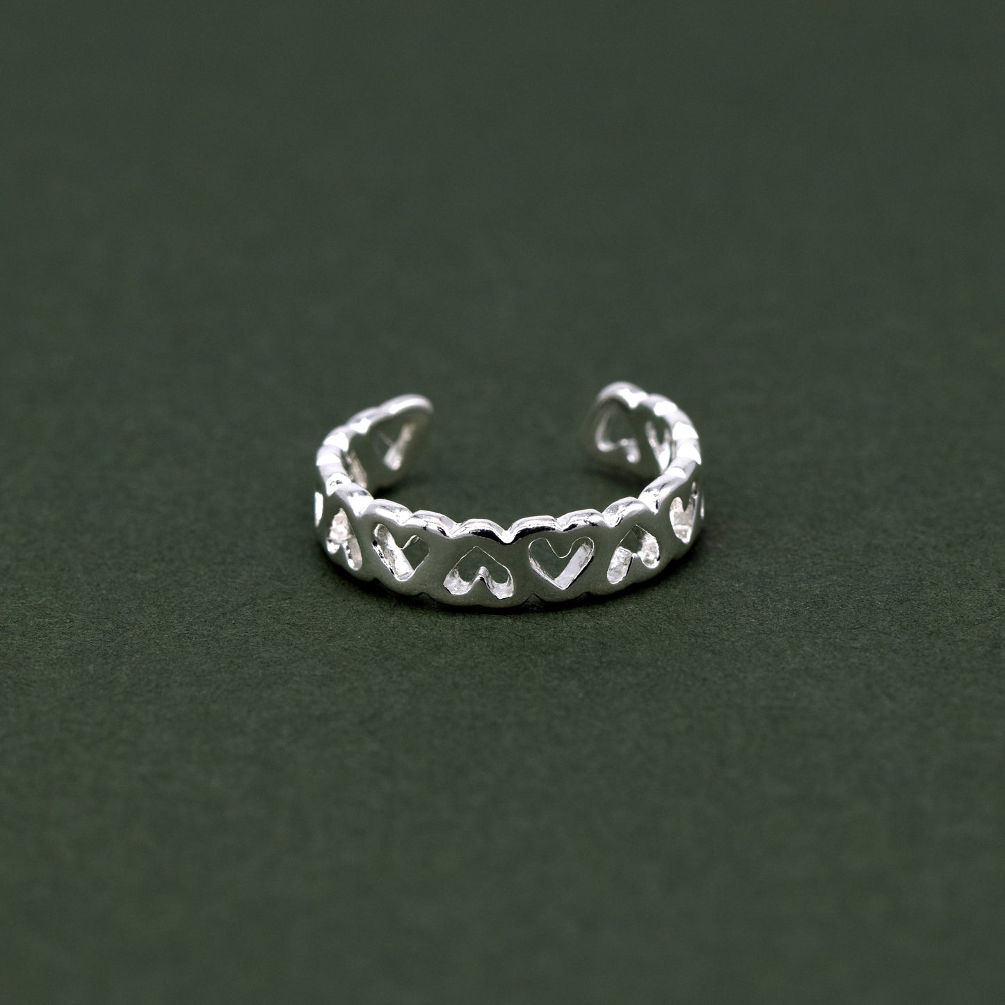 Sterling Silver Heart Toe/Adjustable Ring