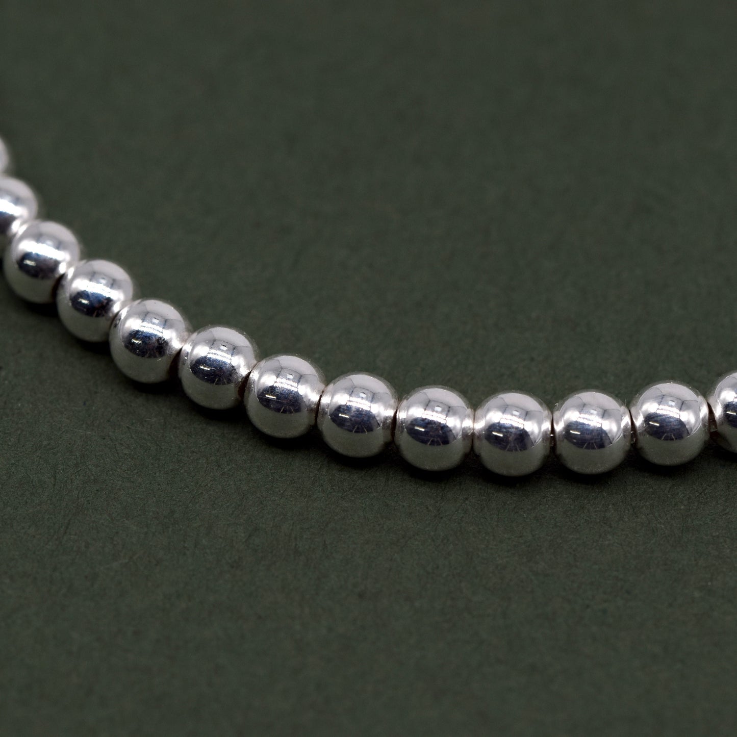 Sterling Silver Adjustable 4mm Beaded Slider Bracelet