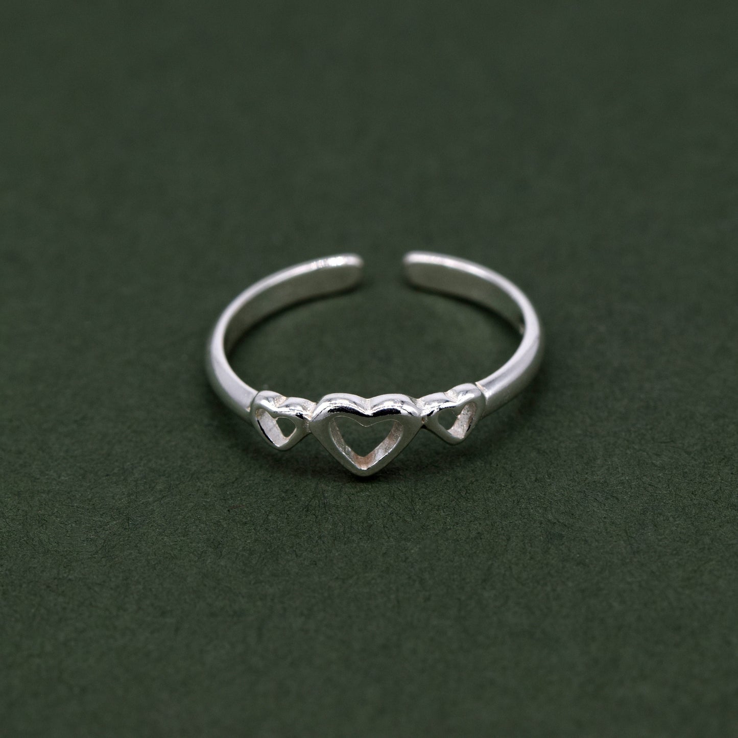 Sterling Silver Triple Heart Toe/Adjustable Ring