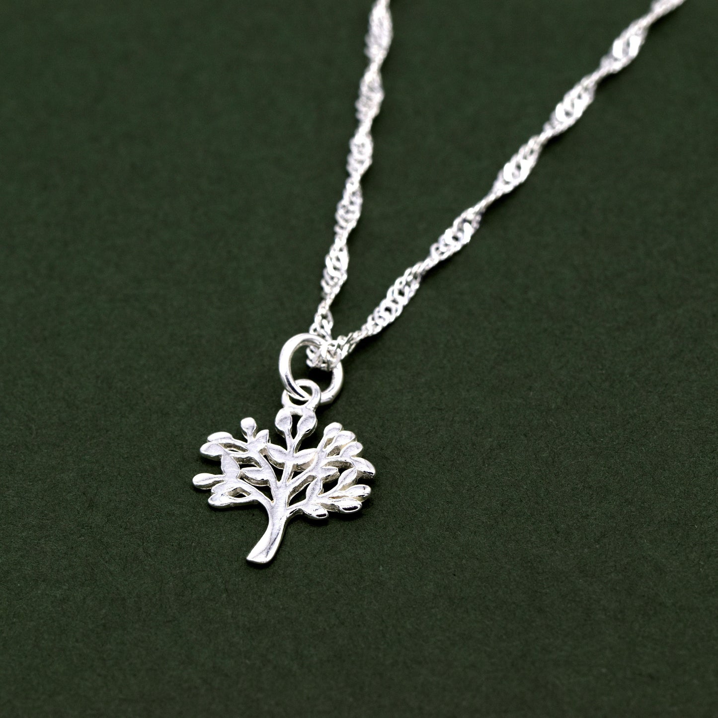 Sterling Silver Tree of Life Pendant on Singapore Chain