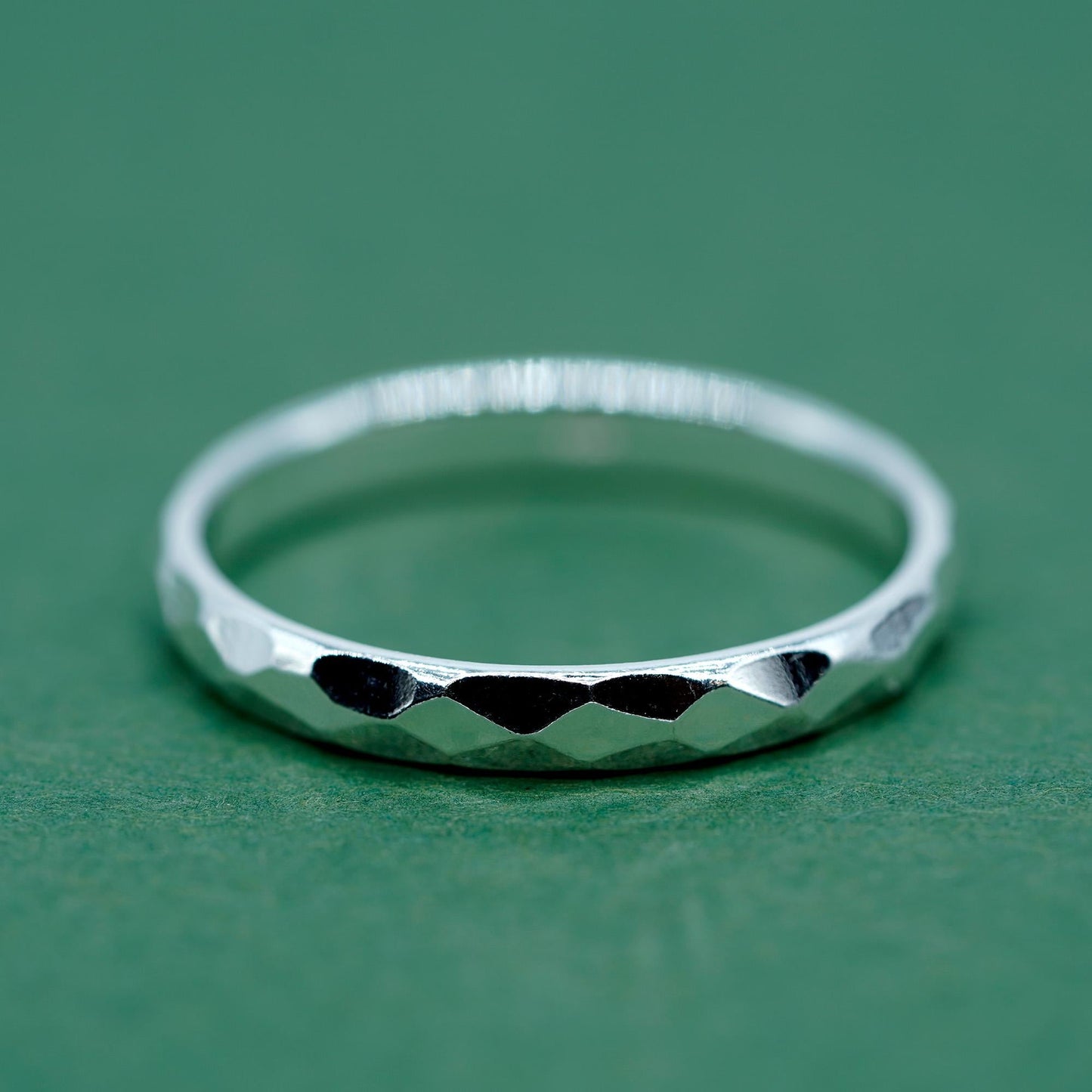 Sterling Silver Minimalist Faceted/Hammered Ring