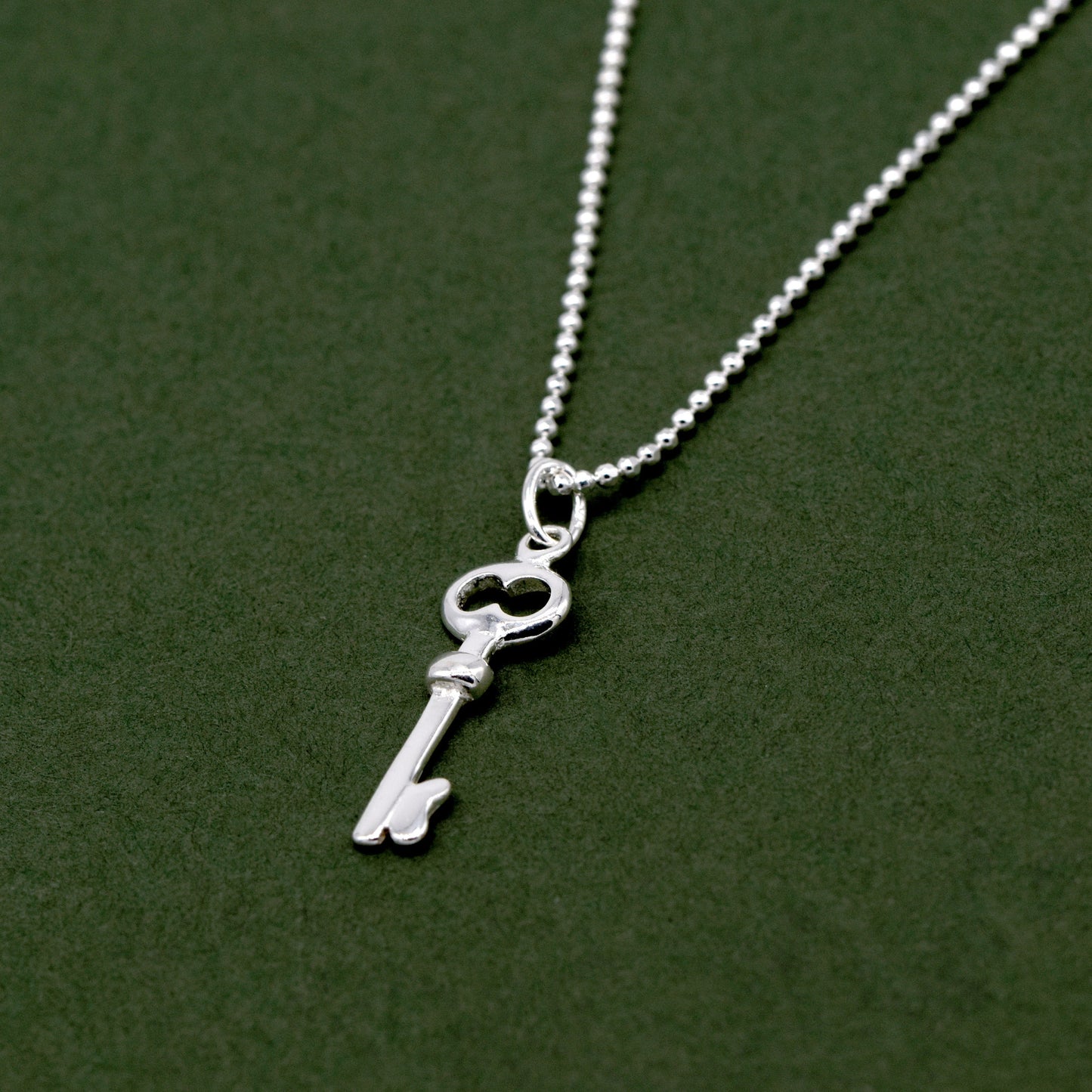 Sterling Silver Key Pendant Necklace on Ball Chain