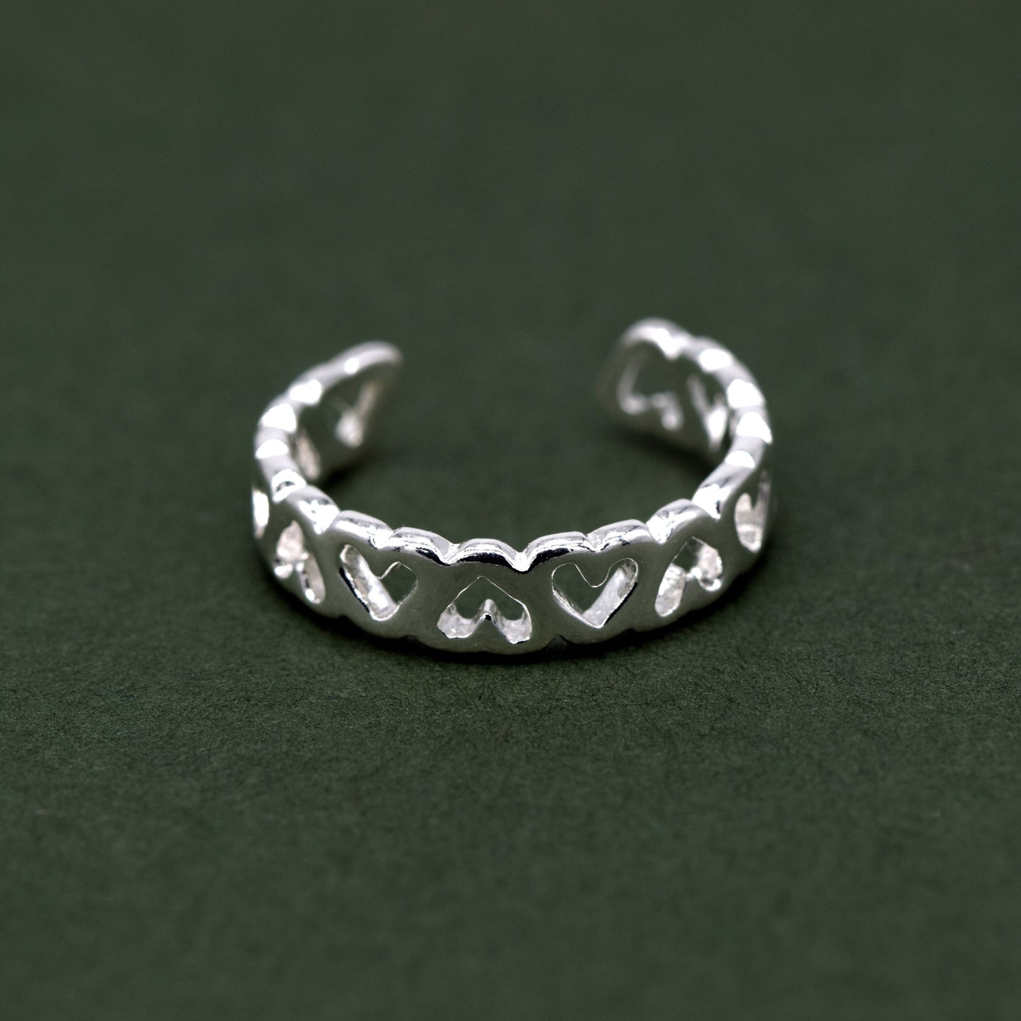 Sterling Silver Heart Toe/Adjustable Ring
