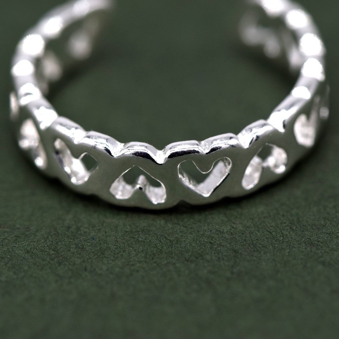 Sterling Silver Heart Toe/Adjustable Ring