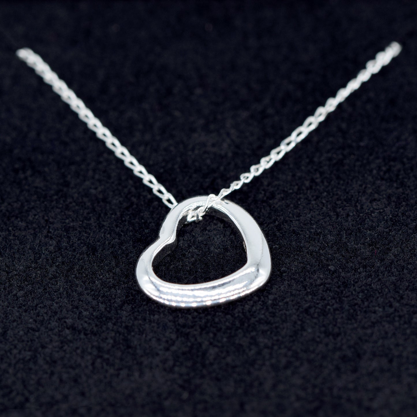 Sterling Silver Floating Heart Necklace in Gift Box