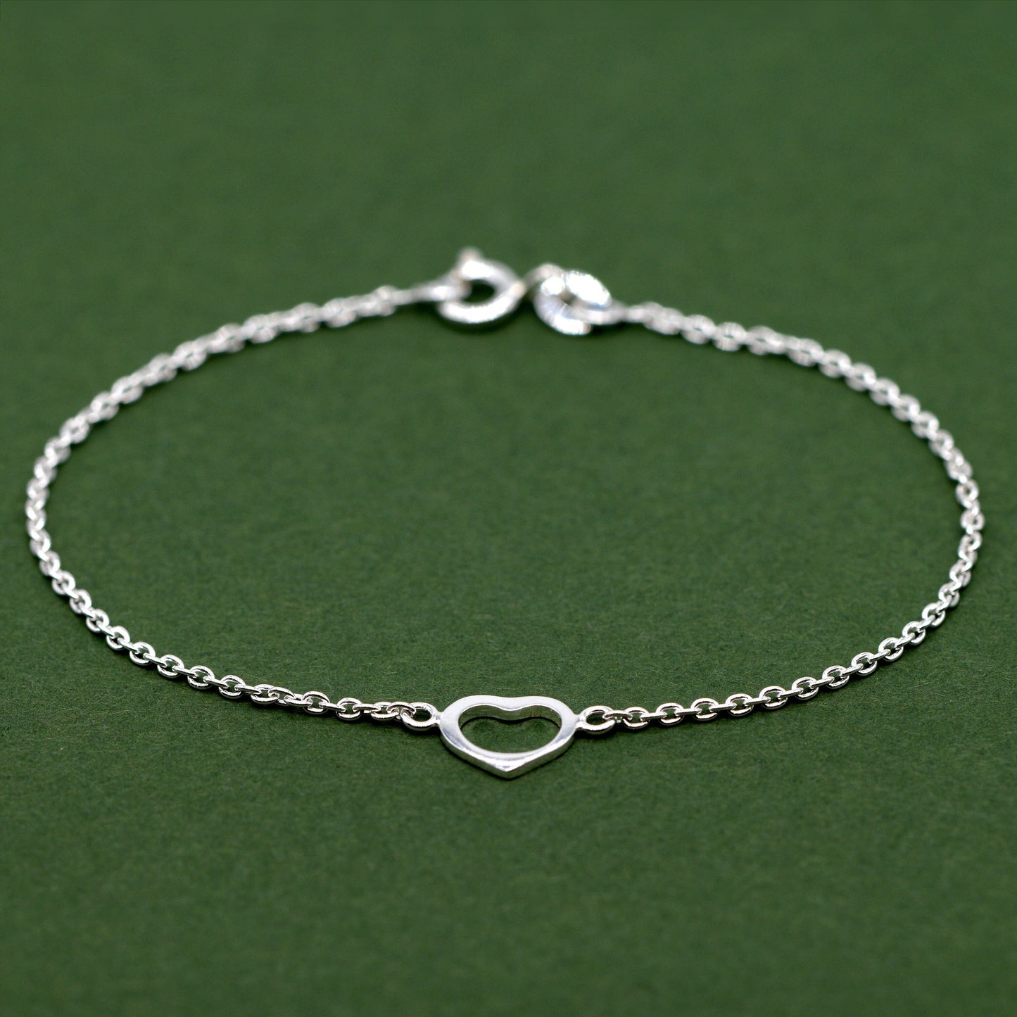 Sterling Silver 6.5", 7.5" Open Heart Bracelet on Rolo Chain