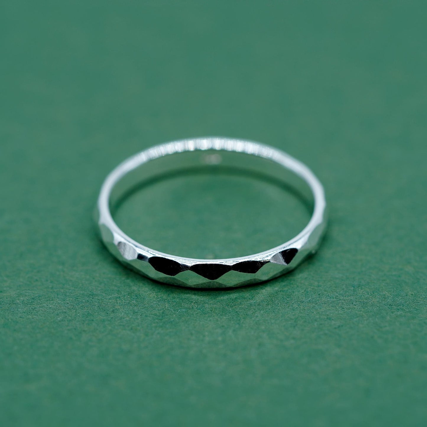 Sterling Silver Minimalist Faceted/Hammered Ring