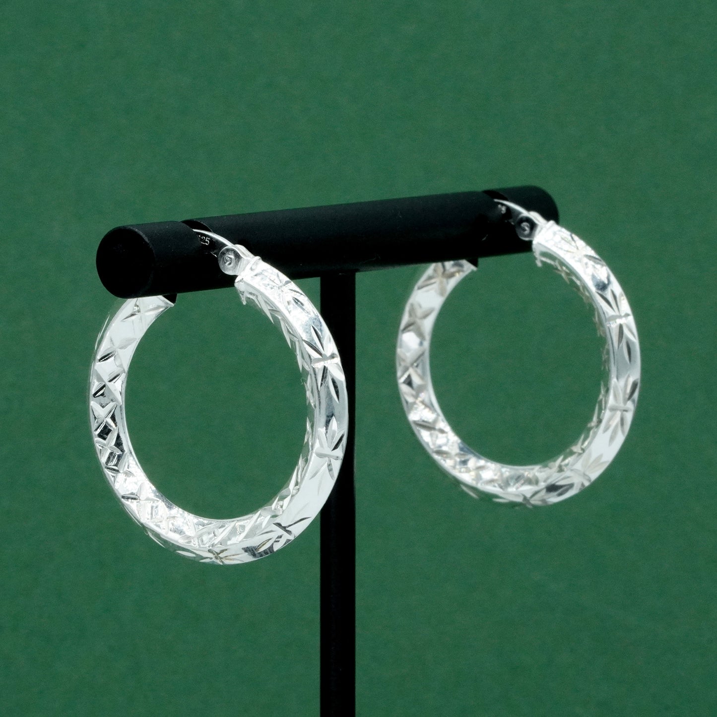 Sterling Silver Chiselled Hoop Earrings