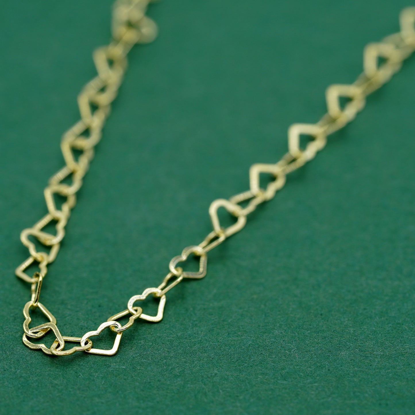 18k Gold Plated Sterling Silver 3mm Heart Link Chain Necklace