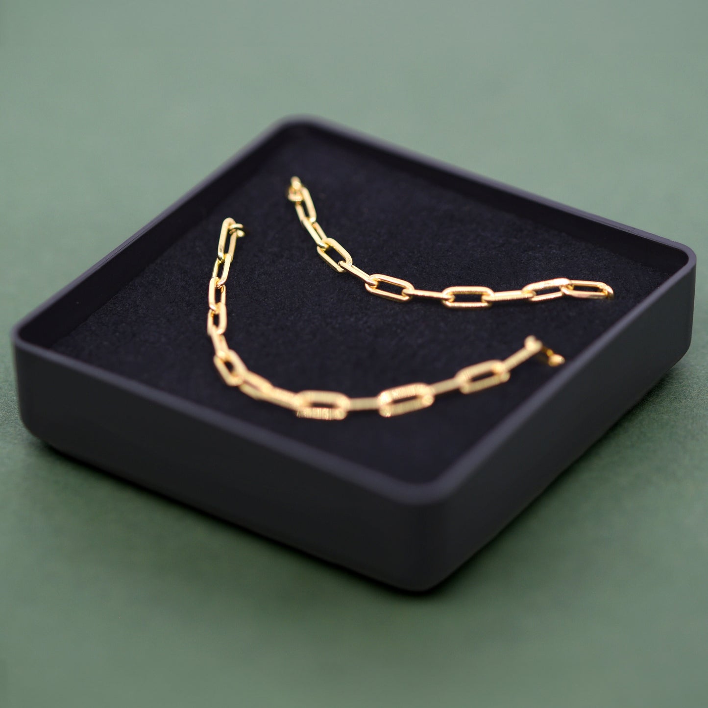 Gold Plated Sterling Silver 2.7mm Paperclip Chain Bracelet and Necklace Set