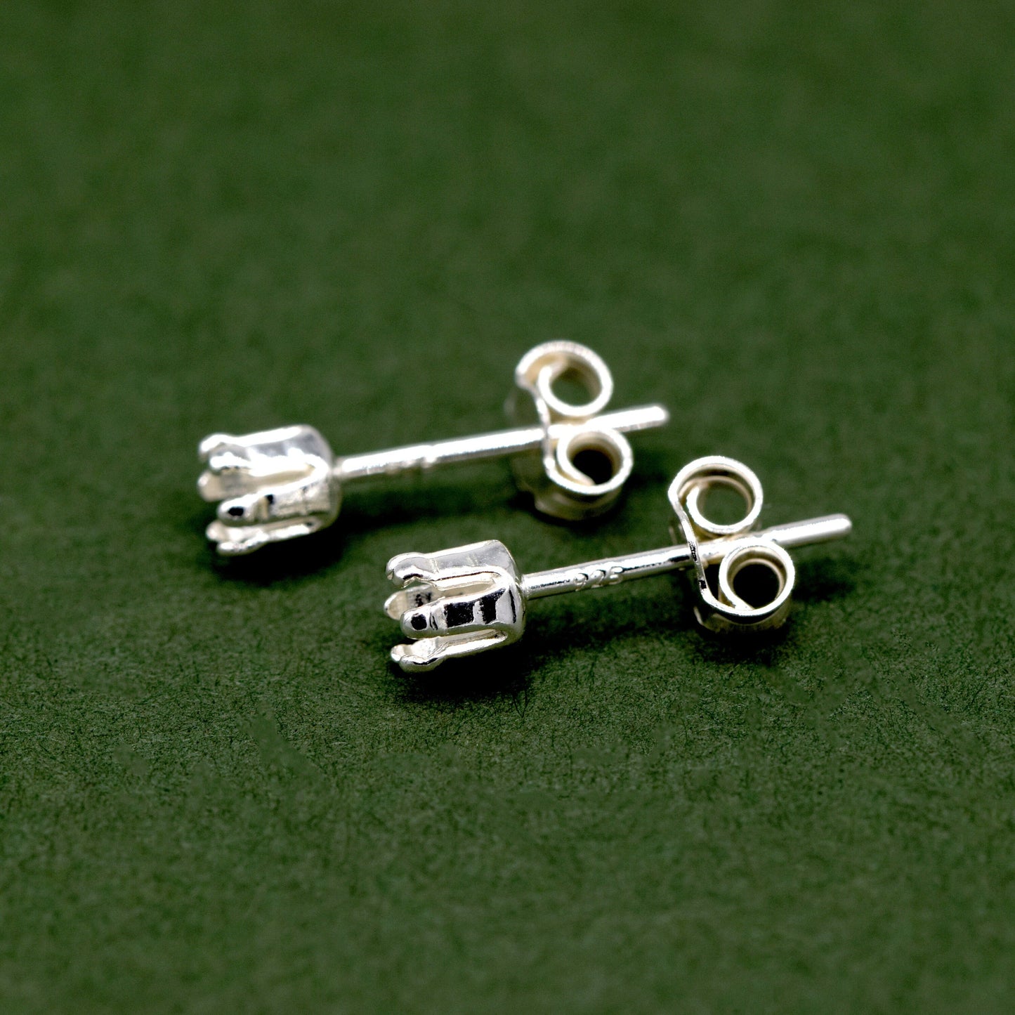 8 Sterling Silver Claw Stud With Stud Scrolls 4, 6mm, Jewellery Making Findings