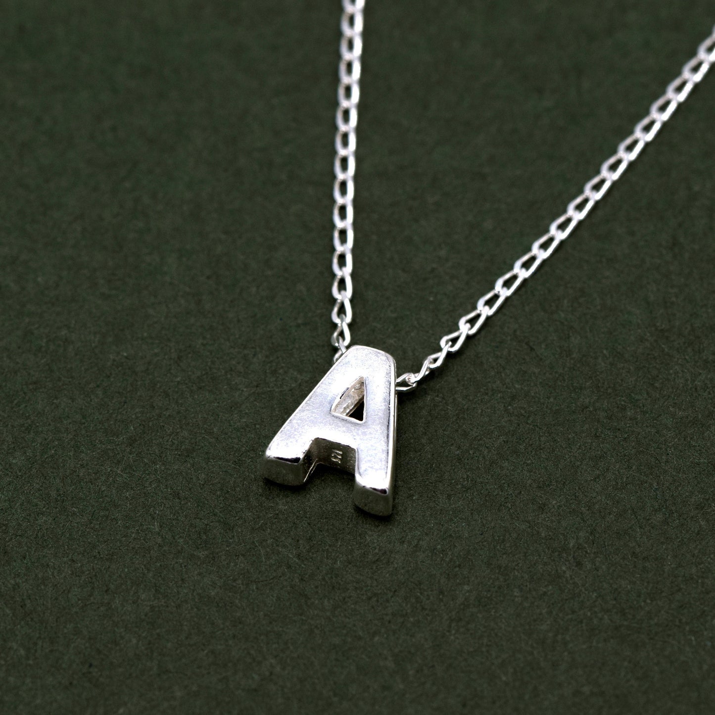 Sterling Silver Initial Charm Letter Necklace on 14"-18" Curb Chain