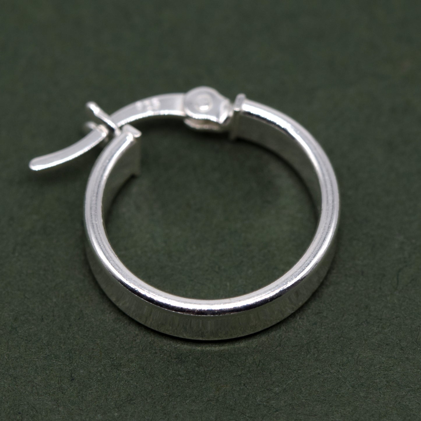 Sterling Silver Creole Style 15mm Flat Hoop Earrings