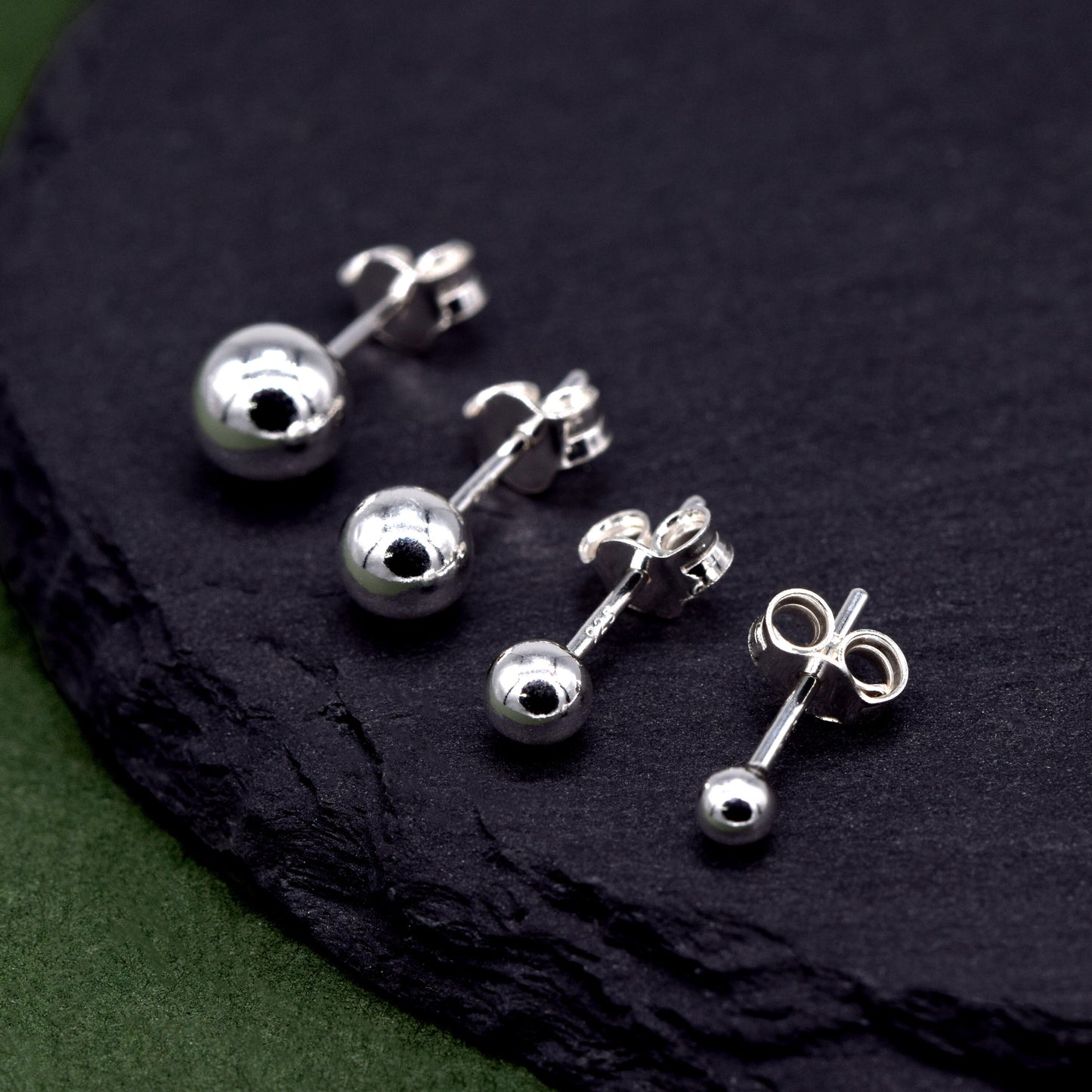 Sterling Silver 3,4,5,6mm Polished Ball Stud Earrings