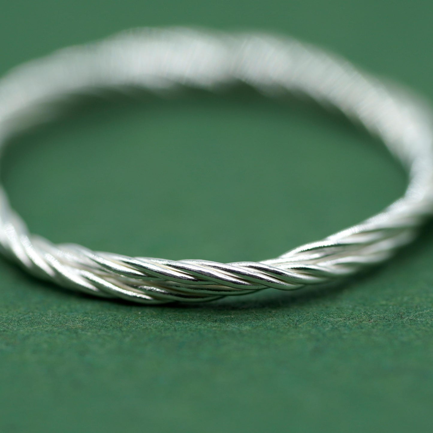 Set of 2 Sterling Silver Rings, 2.8mm Faceted/Hammered Ring & 1.7mm Corda Rope Ring