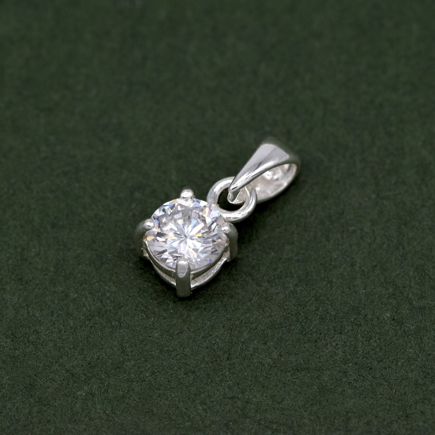 Sterling Silver 5mm Cubic Zirconia Pendant