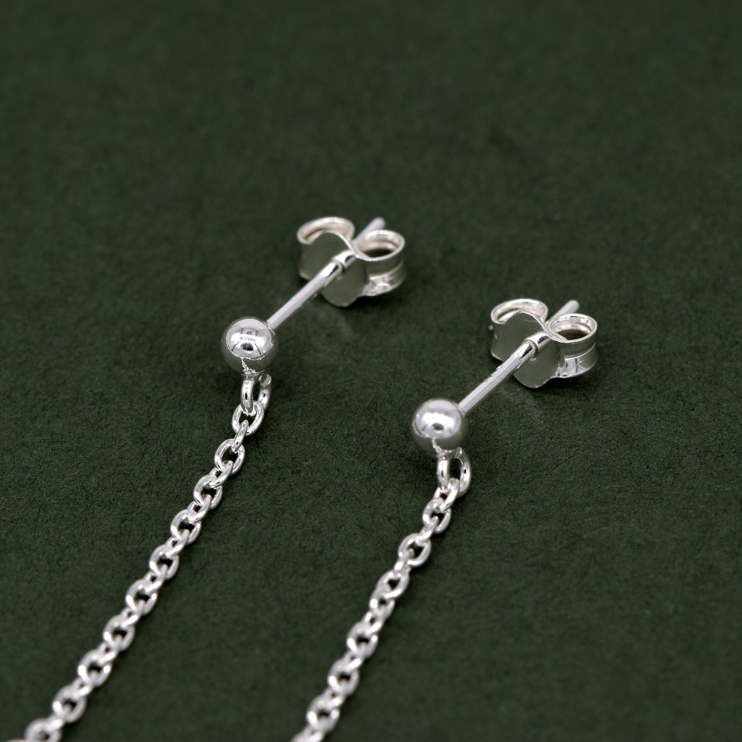 Sterling Silver Dropped Mariner Charm Stud Earrings (Pushback)